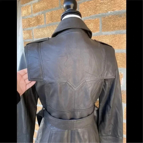 REISS double breasted leather jacket Sz 10 - Picture 12 of 16